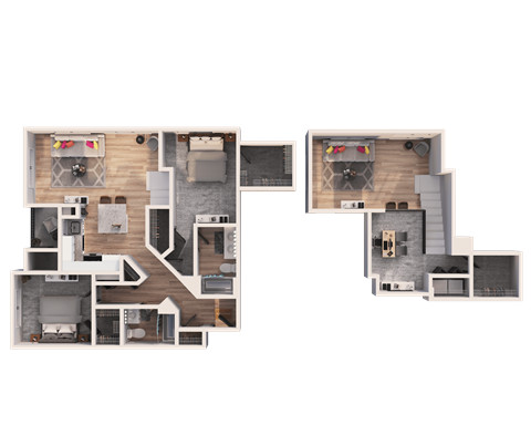 three dimensional floor plan of a house